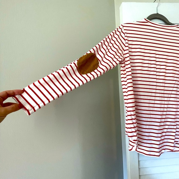 Red & white long sleeve with suede patch on elbow. Large - Picture 3 of 4